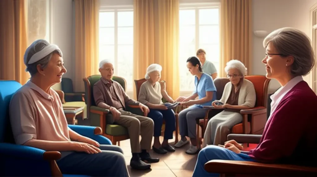 Ambiente cheio de cuidado para idosos.